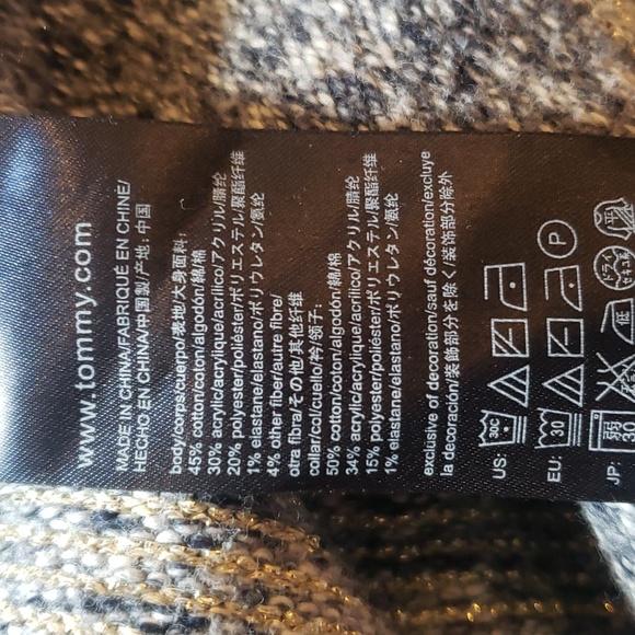 Tommy Hilfiger Oversized Turtleneck Sweater | Navy, Cream & Metalic Gold | XS - Picture 5 of 6